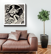 Indie Folk Serenade artwork on wrapped canvas for home decor.